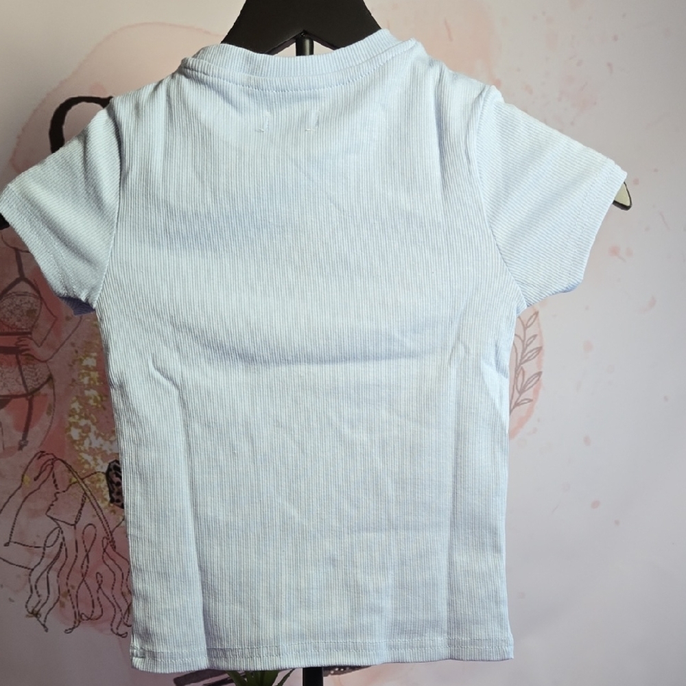 Kids Light Blue Bonjour Paris T-Shirt - Picture 3 of 6